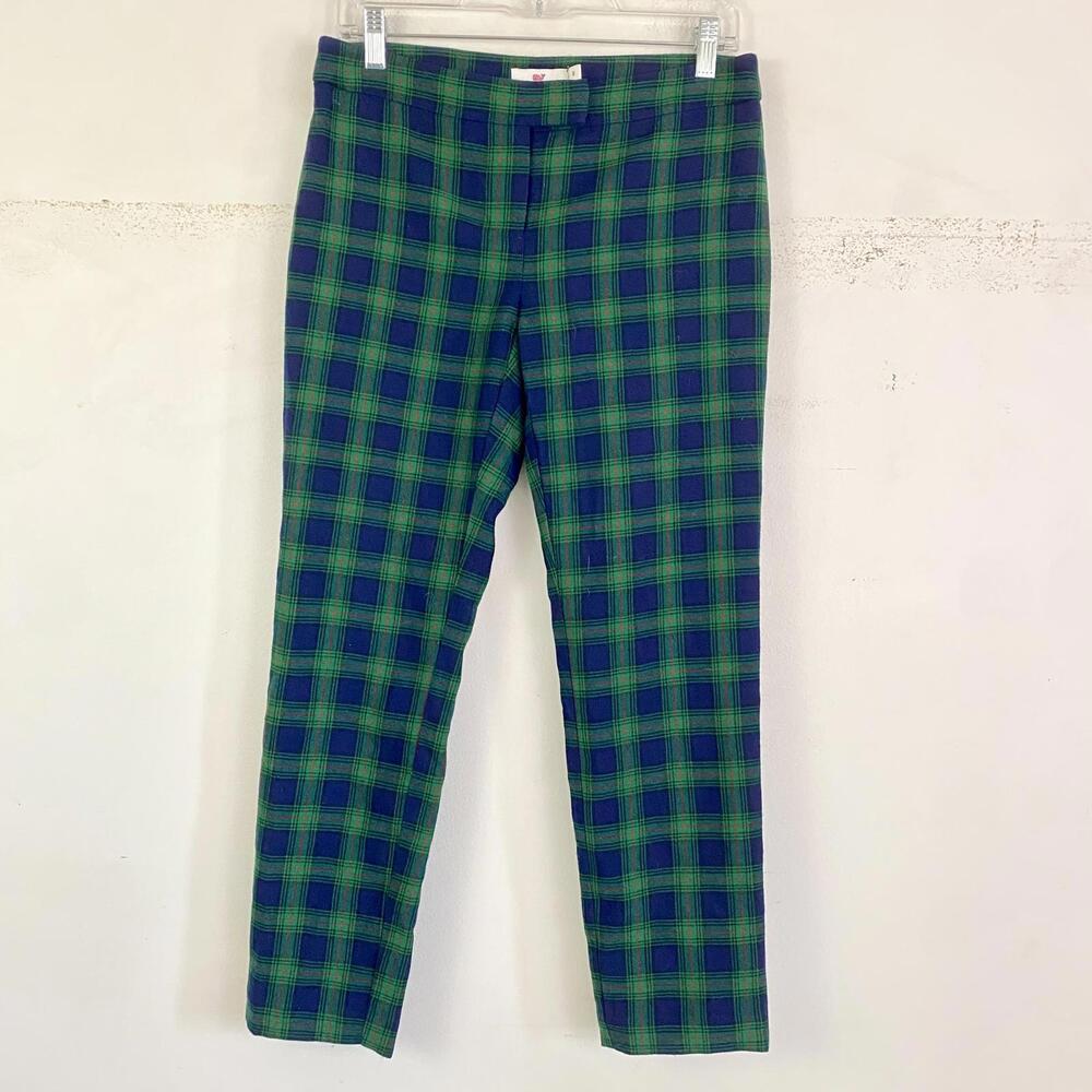 VINEYARD VINES navy green plaid wool trousers sz 2